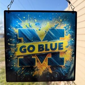 Michican Wolverines Glass Sun Catcher